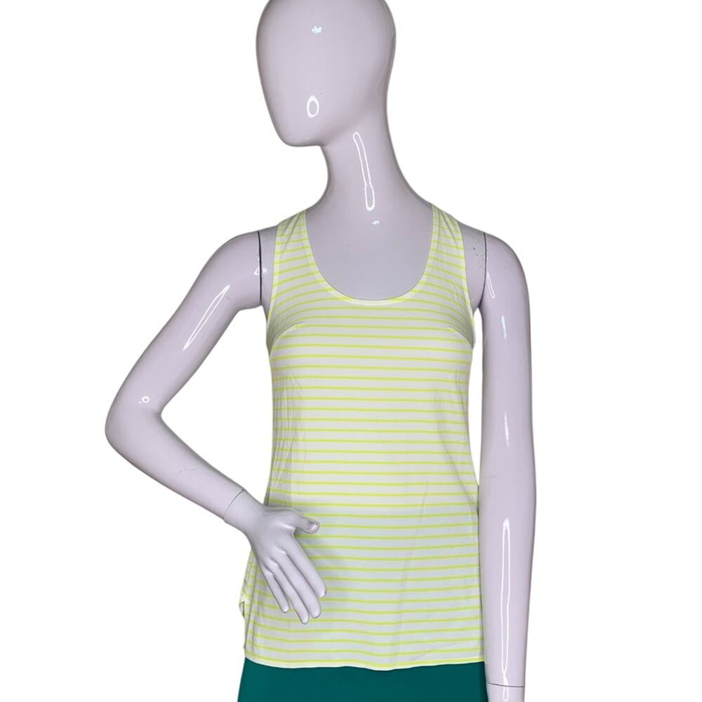 Zella NWT Striped Tank Top Racer Back White & Yellow High Low Size XXS